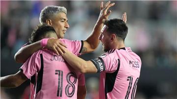 Jordi Alba, Luis Suarez und Lionel Messi (von links) gehörten zu den Matchwinnern für Inter Miami im ersten Playoff-Spiel gegen Atlanta United.