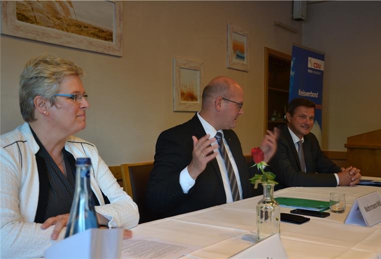 Katharina Merklein (linsk) und Oliver Grundmann (rechts) stellen sich den Parteifreunden vor.