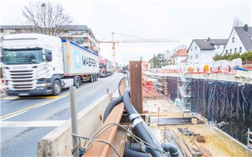 Keine Arbeiter zu sehen: Auf der Hafentunnelbaustelle herrschte heute Stillstand.
