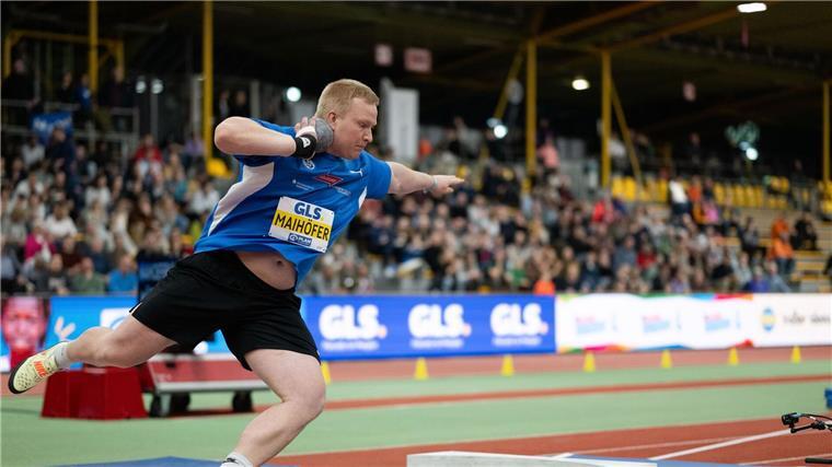 Kugelstoßer Eric Maihöfer holt sich den deutschen Meistertitel in der Halle.