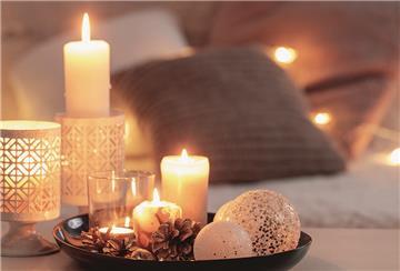 Hygge, Kerzen, Terrasse, Lichterkette