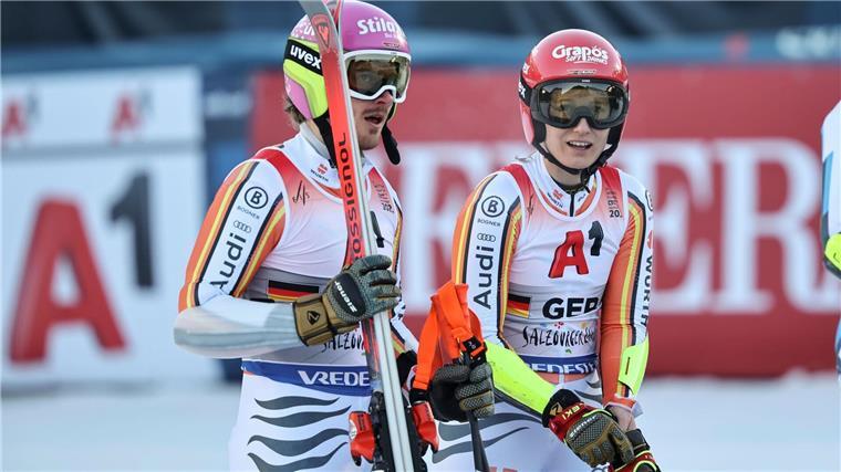 Linus Straßer (l.) und Lena Dürr schieden mit dem deutschen Team im WM-Viertelfinale gegen die Schweiz aus.