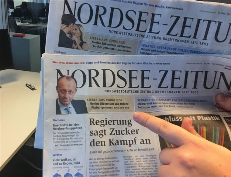 Unfreiwillige Komik: Friedrich Merz statt Helene Fischer Manche Leser dürften sich über das Foto auf dem Titel der NORDSEE-ZEITUNG gewundert haben.
