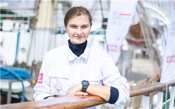 Maria Dydycz gehört zur Crew. Das polnische Segelschiff &quot;Dar Mlodziezy&quot...