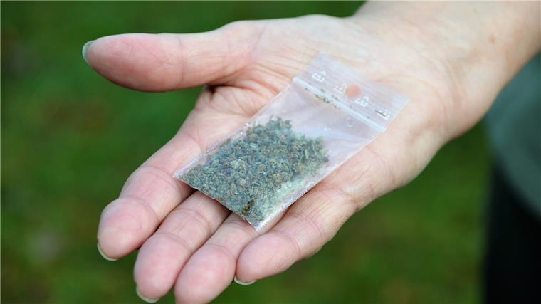 Ein Tütchen mit Marihuana.