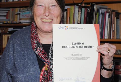 Marlies Tetzner hat sich zur zertifizierten Seniorenbegleiterin ausbilden lassen.