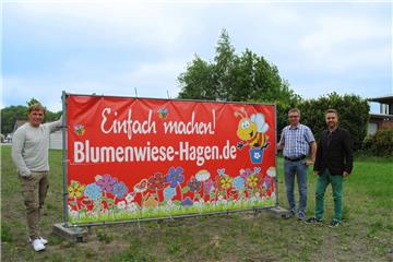 Matthias Laartz, Karsten Baumgarten und Stefan Wesenberg (von links) haben ein Blumenwiesen-Projekt im Gewerbepark Döhrenacker gestartet. 