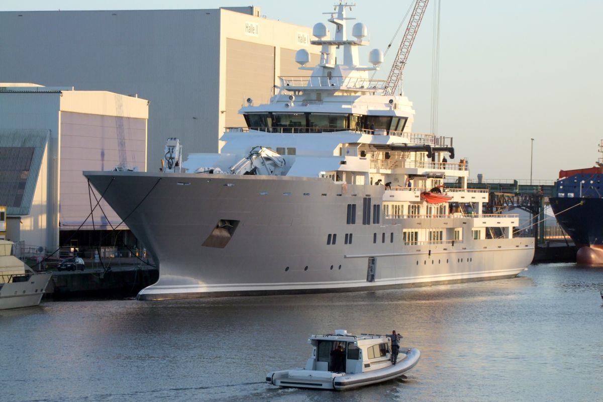 Eine Luxusyacht für besondere Ausflüge Megayacht "Ulysses" im Fischereihafen von Bremerhaven. Foto Eckardt