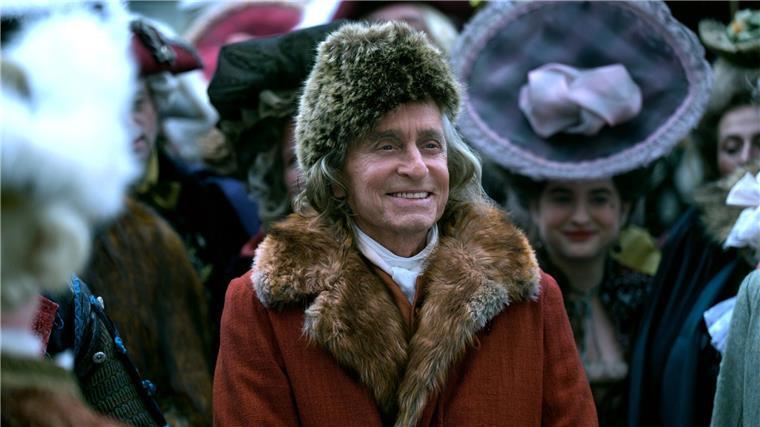 Michael Douglas als Gründervater Benjamin Franklin Michael Douglas in der ersten Folge der Serie „Franklin“.