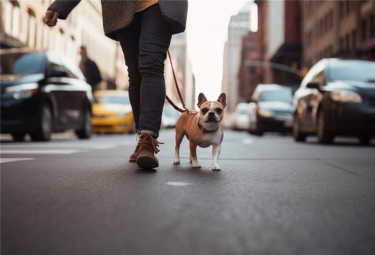 Hund in der Großstadt halten - Was ist wichtig? Hund und Mensch auf Straße