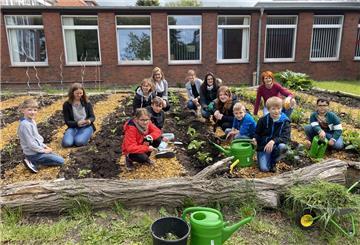 Mit Unterstützung durch die AOK und den Verein Acker e.V. haben Schülerinnen und Schüler der 4b der Grundschule Abbehausen auch in diesem Jahr wieder den schuleigenen Acker bepflanzt.