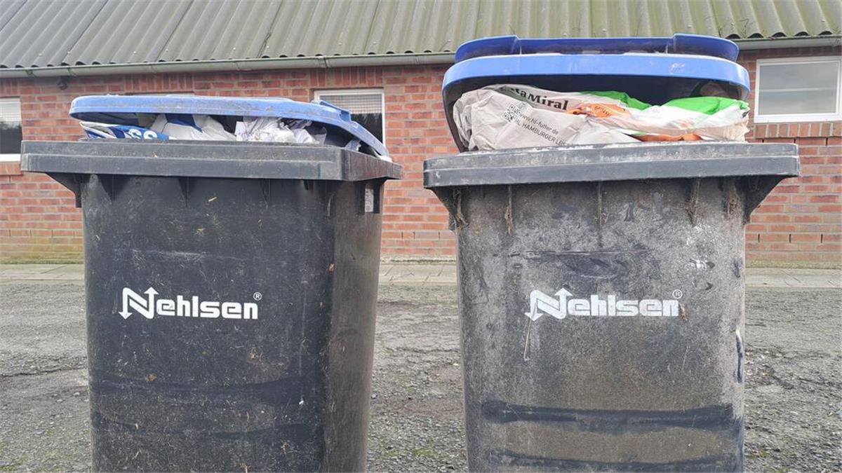 Müllwerker wegen „Arbeitsverweigerung“ abgemahnt: Tarifkonflikt bei Nehlsen spitzt sich zu Zwei Mülltonnen der Firma Nehlsen sind auf dem Foto zu sehen. Nach dem Warnstreik der Nehlsen-Müllwerker sorgen Abmahnungen für Unruhe. Die Gewerkschaft Verdi fordert Klarheit und ein ernstzunehmendes Angebot.