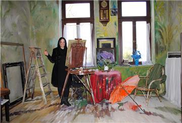 Nach einem Interieur-Gemälde ist das neue Themenzimmer in der Villa Osterndorff in Offenwarden entstanden. Die von Hausbeitzerin Nancy Steklar aufgebrachten verwischten Malereien lassen selbst dieses Foto fast wie ein Gemälde erscheinen. 
