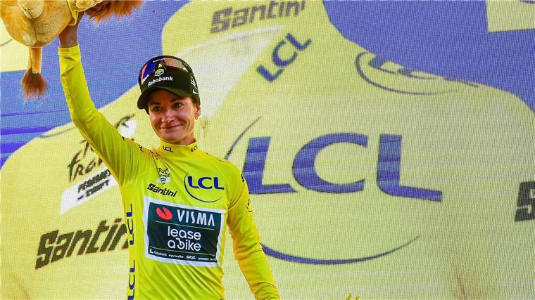 Vos erobert Gelbes Trikot der Tour zurück - Lippert Fünfte Nachdem sie das Gelbe Trikot am Vortag noch überraschend abgeben musste, holte sich Marianne Vos die Gesamtführung auf der 3. Etappe der Tour de France zurück.