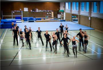 TSG-Tänzer beim Training in der Sporthalle.