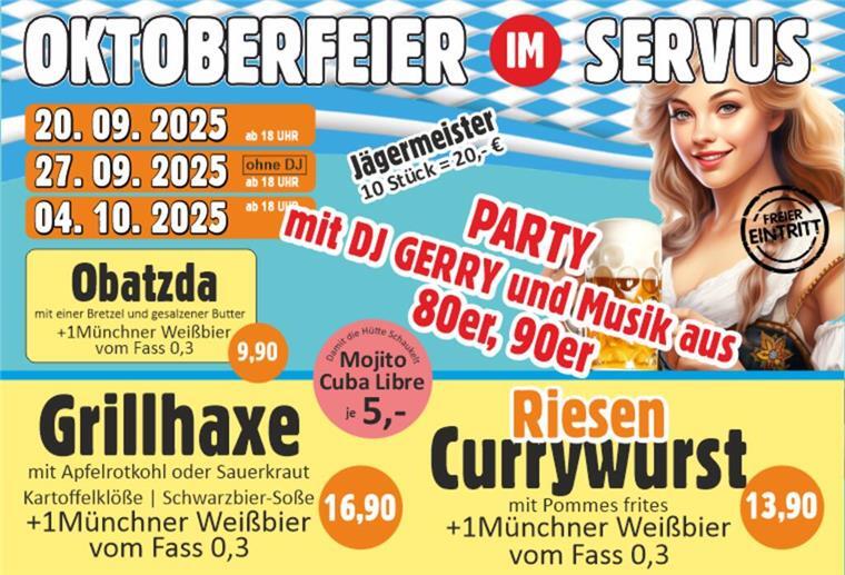 Zünftige Oktoberfeier im Servus - große Gaudi im Herzen von Bremerhaven Plakat