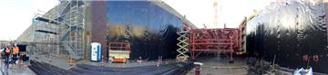 Panoramaaufnahme aus dem Baudock 5 des Hafentunnels. 