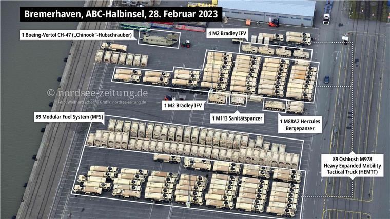 Luftbild-Analyse: Was die US-Armee derzeit via Bremerhaven nach Europa bringt