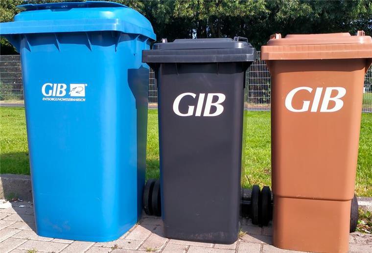 Drei Mülltonnen stehen in einem Garten. Papier im Biomüll? Damit könnte bald Schluss sein. Eine neue Regel soll das verbieten.
