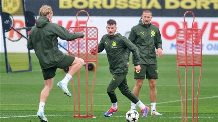 Pascal Groß (Mitte) in der Vorbereitung auf das Duell mit Celtic Glasgow.