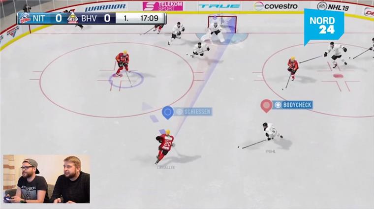 Vorgespielt: Fischtown Pinguins gegen Nürnberg im nord24-Orakel Peter Gassner (Fischtown Pinguins) und Philipp Overschmidt (Nürnberg Ice Tigers) messen sich in NHL 19.