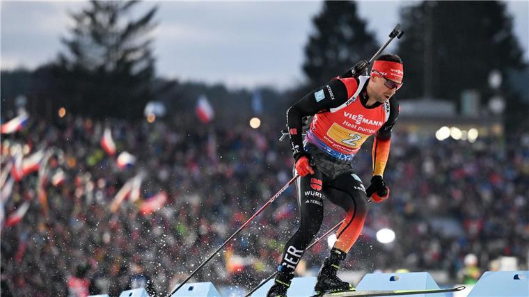 Philipp Nawrath schafft es auf den dritten Platz im Sprint.