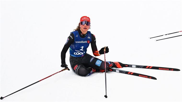 „Brechstange“ hilft nicht: Kombiniererinnen ohne WM-Medaille Platt nach dem Lauf: Nathalie Armbruster.