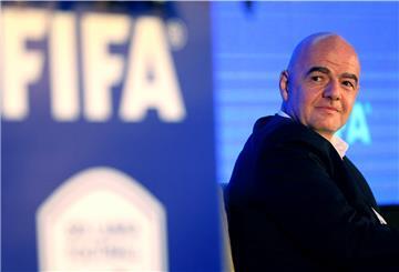 FIFA-Präsident Gianni Infantino nimmt an einer Pressekonferenz teil.