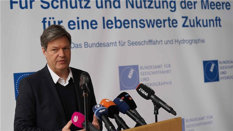Robert Habeck (Bündnis 90/Die Grünen), Bundesminister für Wirtschaft, spricht ins Mikrofon.