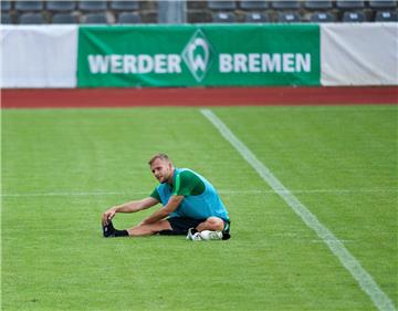Rückkehrer Lennart Thy quält sich in Werders Trainingslager in Neuruppin. Foto Gumz