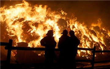 Rund 1000 brennende Strohballen haben am Montag in Bruchhausen-Vilsen einen Feuerwehr–Großeinsatz ausgelöst. Die Feuerwehr wird über Nacht im Einsatz sein.