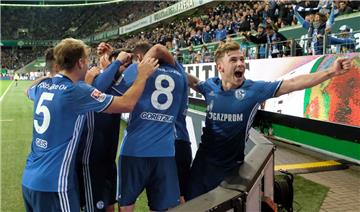 Schalkes Leon Goretzka (Mitte) bejubelt seinen Treffer zum 0:1 mit dem Team.