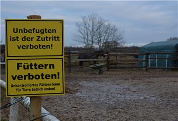 Schon vor dem Vorfall hingen auf dem Gelände des Spadener Reitvereins Schilder mit Warnhinweisen, nach dem Tod von Stute Whisky wurden diese noch einmal erweitert.