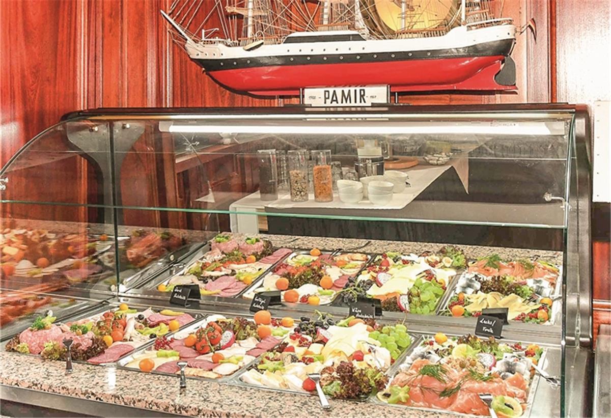 Sehr empfehlenswert: Das frische Frühstücksbüfett im Restaurant Schiffergilde.