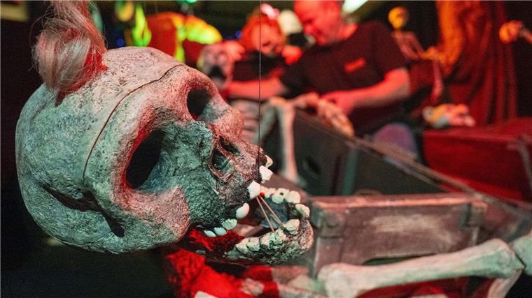 Gruseln zwischen Skeletten und Geistern So ein Totenkopf sieht schon ziemlich gruselig aus.