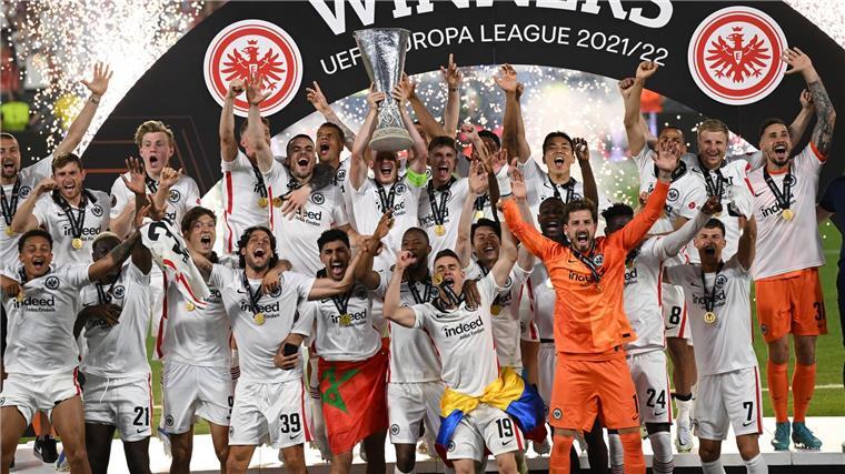 So jubelte die Eintracht 2022 nach dem Europa-League-Triumph.