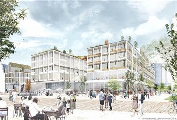 So könnte Bremerhavens neues Herz nach den Plänen von Architekt Andreas Heller aussehen. Visualisierung: Heller