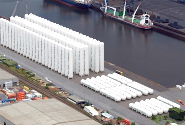 Bremerhaven als Umschlagsplatz für CO2? So könnten die CO2-Speicher im Hafen aussehen.