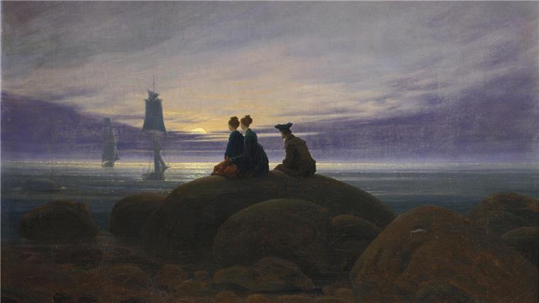 Schau in Hamburg läutet den 250. Geburtstag Caspar David Friedrichs ein So lieben wir unseren Caspar David Friedrich: Beim „Mondaufgang am Meer“ (1822) können sich die Besucher herrlich wegträumen in eine idyllische Landschaft.