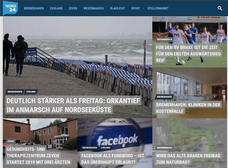 So sah die Startseite von nord24 am Freitagabend aus.