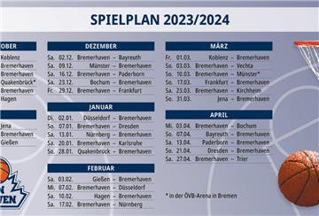 So sieht der Spielplan der Eisbären-Basketballer für die Saison 2023/2024 aus.