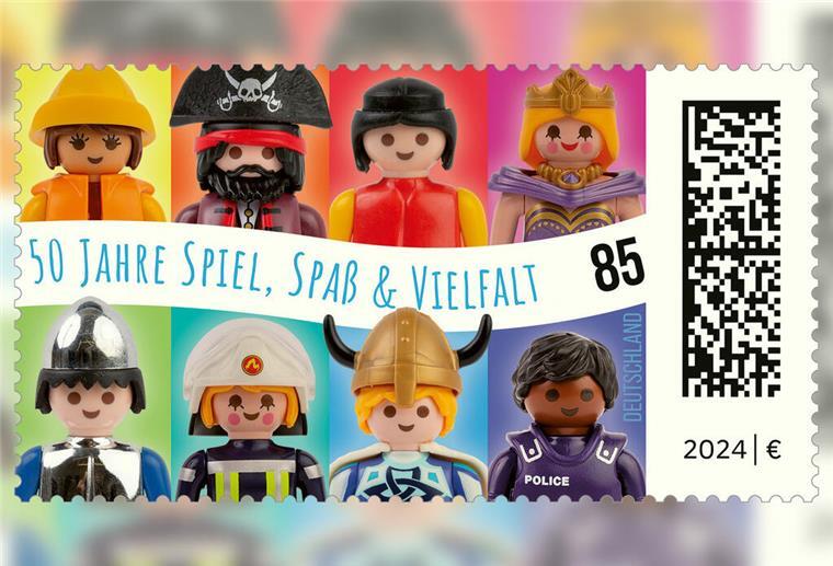 Briefmarken-Sammler aufgepasst: Die Briefmarke „Spielfiguren“ ist jetzt erhältlich So sieht die neue Briefmarke zum 50. Geburtstag von Playmobil aus.