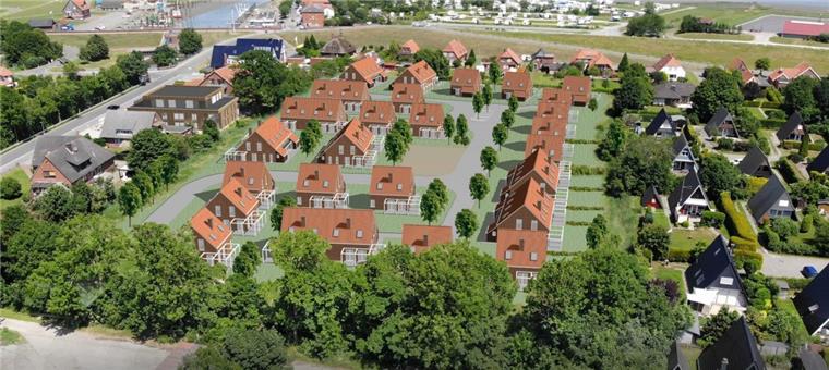 Wohn- und Ferienhäuser entstehen in Fedderwardersiel So soll das Baugebiet in Fedderwardersiel später aussehen.