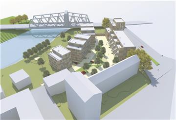 So soll das neuen Wohnprojekt am Leher Tor aussehen: Links die „Wasserhäuser“ direkt an der Geeste, rechts am Geestheller Damm Atelierwohnungen und ein siebengeschossiger Hochbau, mit dem am Einfallstor zur Innenstadt ein Ausrufezeichen gesetzt werden soll.