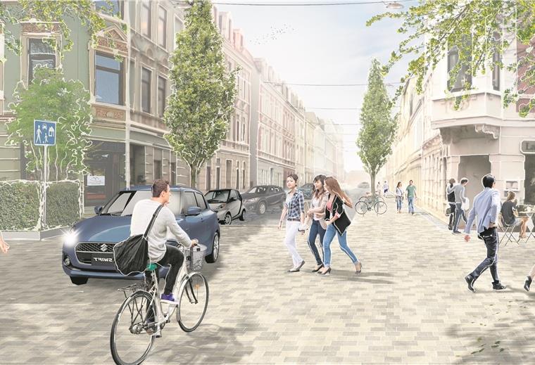 Arbeiten in der Kistnerstraße beginnen am Montag So soll die Goethestraße nach dem Umbau aussehen. Ab dem 2. März wird an den Bürgersteigen gearbeitet.