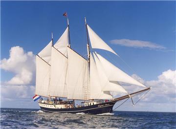 Statt der „Sedov“ kommt die „Regina Maris“. Sie wurde ursprünglich für die Nordseefischerei gebaut und 1990 zum 3-Mast-Schoner umgerüstet. Ihr Heimathafen ist Kiel, das Fahrgebiet die Ostsee. Die „Regina Maris“ bietet Platz für 80 Tages- und 36 Übernachtungsgäste. Foto Regina Maris