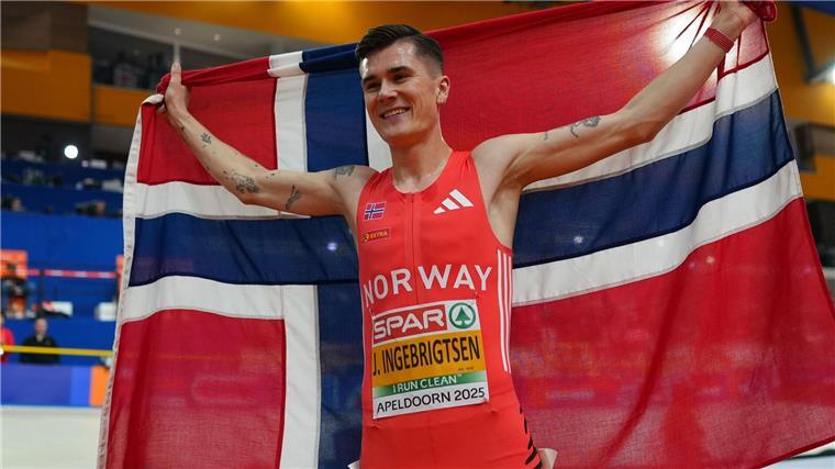 Strahlend nach einem gewonnenen Lauf - so kennt man Jakob Ingebrigtsen. (Archivbild)