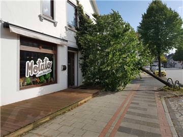Sturmtief "Sebastian" zwang einen Baum in der Langener Landstraße in Leherheide in die Knie.