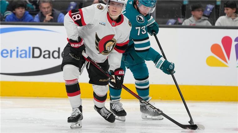 Tim Stützle verzeichnete bei Ottawas Sieg in San Jose drei Assists.