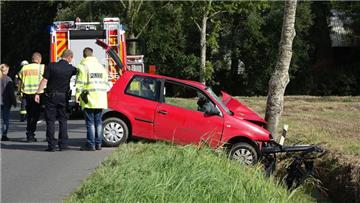 Tödlicher Unfall: Kurz vor Altenwalde prallte ein roter Seat gegen einen Baum. Der Fahrer starb noch an der Unfallstelle.
